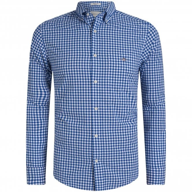 Gant Πουκάμισο Poplin Gingham Καρό Κανονική Γραμμή