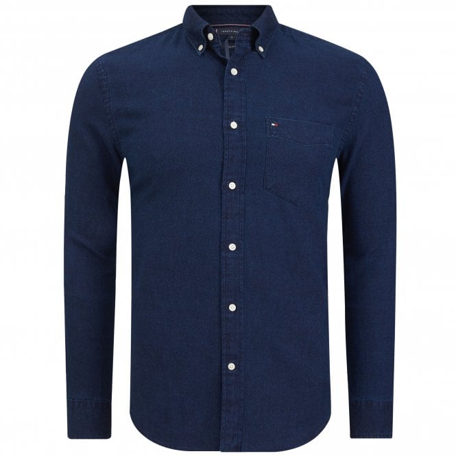 Tommy Hilfiger Πουκάμισο Flannel Indigo Κανονική Γραμμή