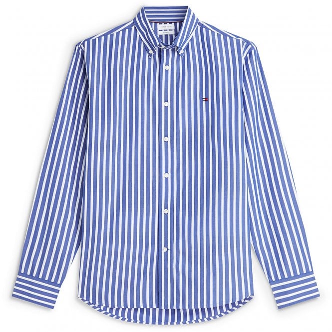 Tommy Hilfiger Πουκάμισο Flex Poplin Ριγέ Κανονική Γραμμή