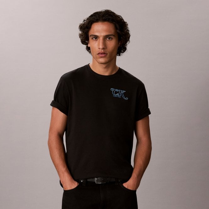 Calvin Klein T-shirt Μπλούζα Block Script Κανονική Γραμμή