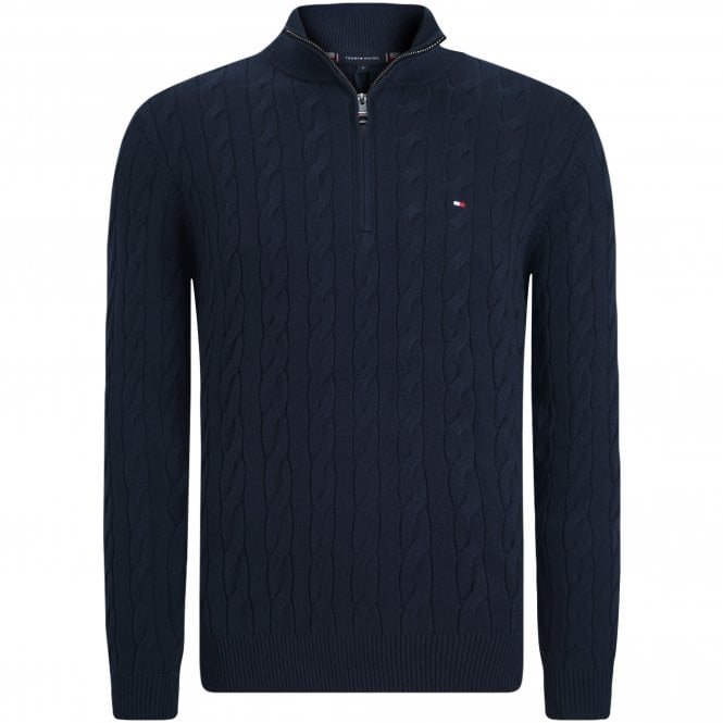 Tommy Hilfiger Πλεκτό Πουλόβερ Half Zip Cable Κανονική Γραμμή