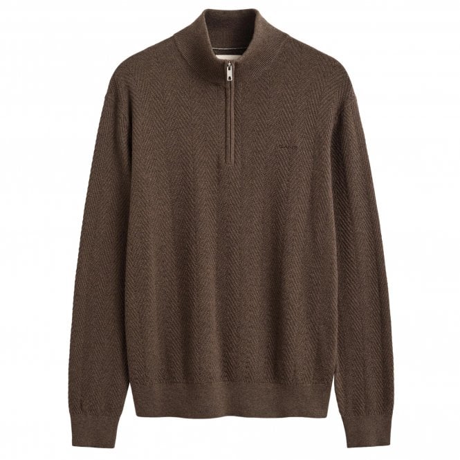Gant Πλεκτό Πουλόβερ Half Zip Herringbone Κανονική Γραμμή