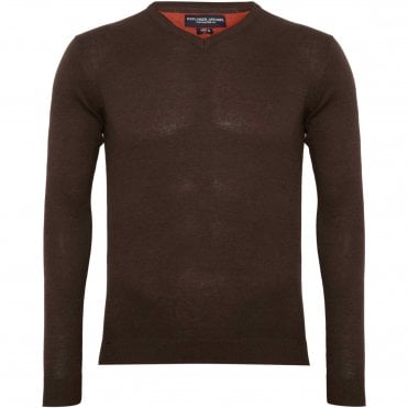 Explorer Πλεκτό Πουλόβερ V-Neck Κανονική Γραμμή Καφέ