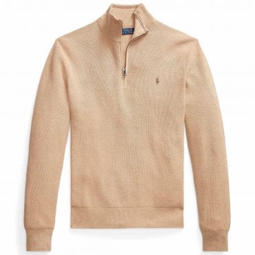 Ralph Lauren Πλεκτό Πικέ Half Zip Πουλόβερ Κανονική Γραμμή