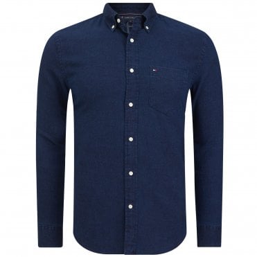 Tommy Hilfiger Πουκάμισο Flannel Indigo Κανονική Γραμμή