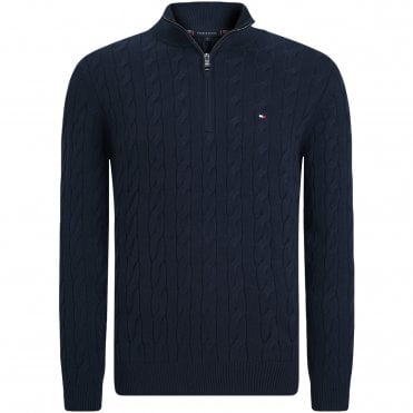 Tommy Hilfiger Πλεκτό Πουλόβερ Half Zip Cable Κανονική Γραμμή