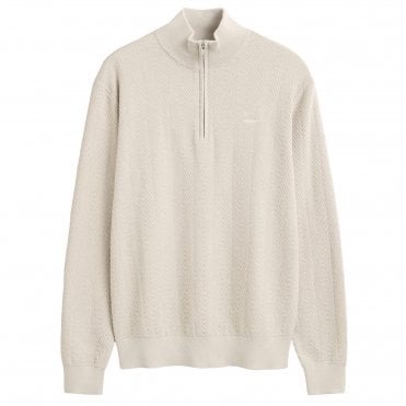 Gant Πλεκτό Πουλόβερ Half Zip Herringbone Κανονική Γραμμή