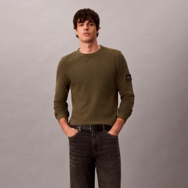 Calvin Klein T-Shirt Μπλούζα Badge Waffle Κανονική Γραμμή